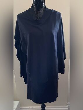 COS Asymmetric Cape Dress Navy Blue Size Small